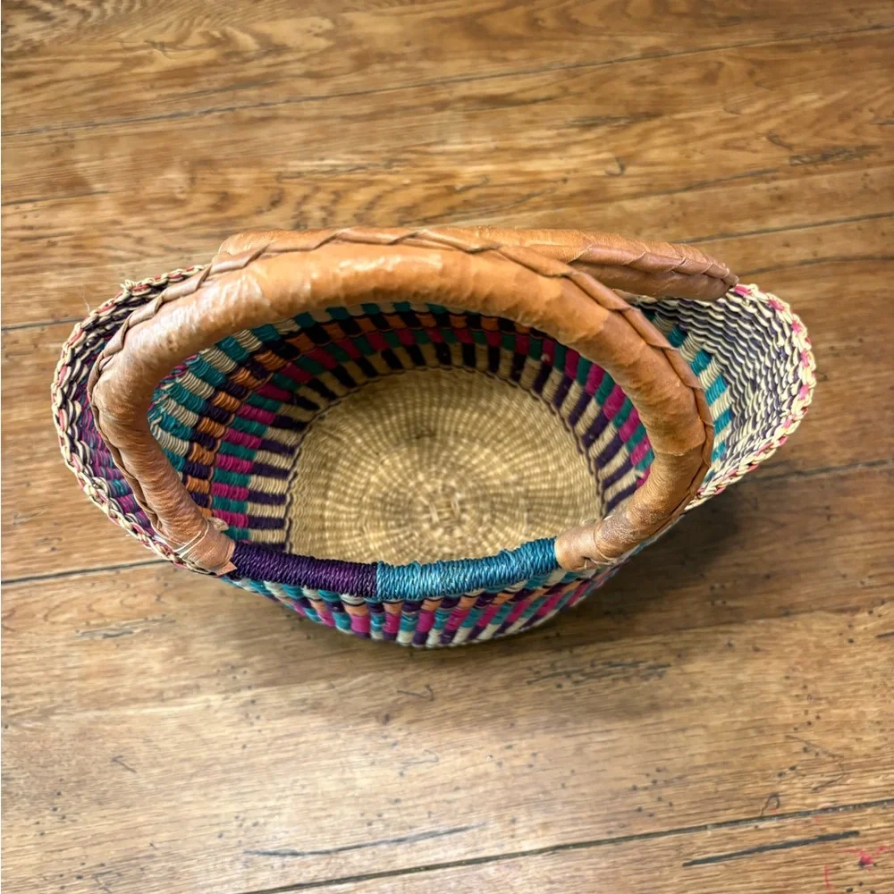 Handmade African Bolga Woven Market Basket Bag